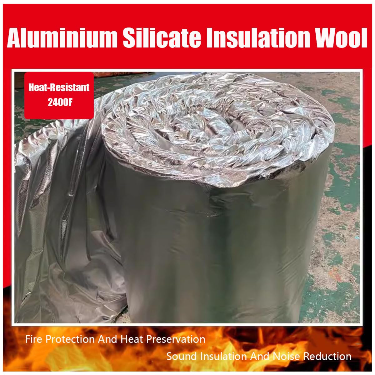 Manta Fibra Ceramica 2400F Resistente a Altas Temperaturas,Manta Aislante De Fibra Ceramica para Horno De Forja Estufa De Leña Horno De Chimenea(Size:10mm（15m*61cm）)