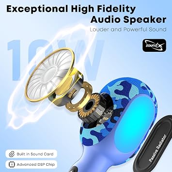 Karaoke Microphone Wireless Bluetooth with Speaker, Portable Handheld Mic for Kid Adult, 6 Voice Changer & 4 LED Light Effects, Singing Microphone with Speech Mode, Birthday Gift for Girls Boys Teens