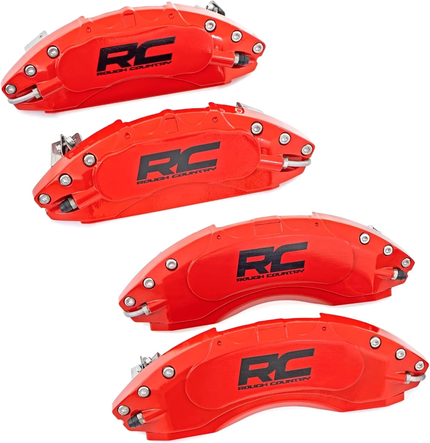Rough Country Brake Caliper Covers for Toyota Tacoma (2024-2025) SR/SR5/TRD Prerunner - Red Corrosion Resistant Finish, Aluminum Front & Rear Brake Caliper Cover (Set of 4)
