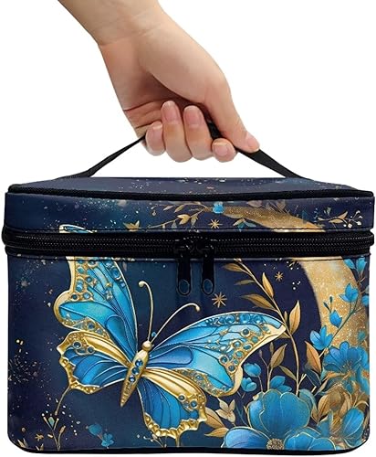 Vista 101 de doginthehole Bolsa de maquillaje, bolsa de cosméticos de viaje, bolsa de aseo portátil grande, organizador de accesorios para mujeres y niñas