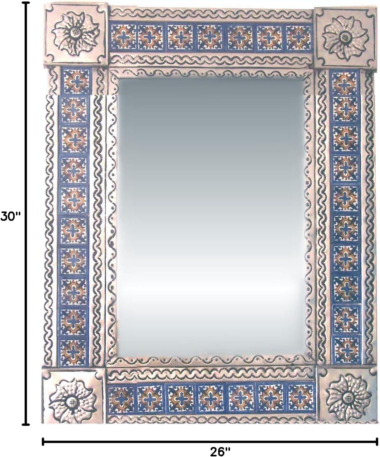Medium Silver Escudo Talavera Tile Tin Mirror