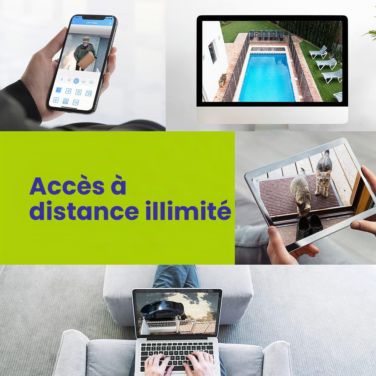 SANNCE 8CH PoE Kit Caméra de Surveillance Extérieure, 4K 8CH NVR Enregistreur avec 1To et 4X 3MP IP PoE Caméra de Vidéosurveillance, Détection de Personne/Mouvement, Vision Nocturne 30m avec Audio