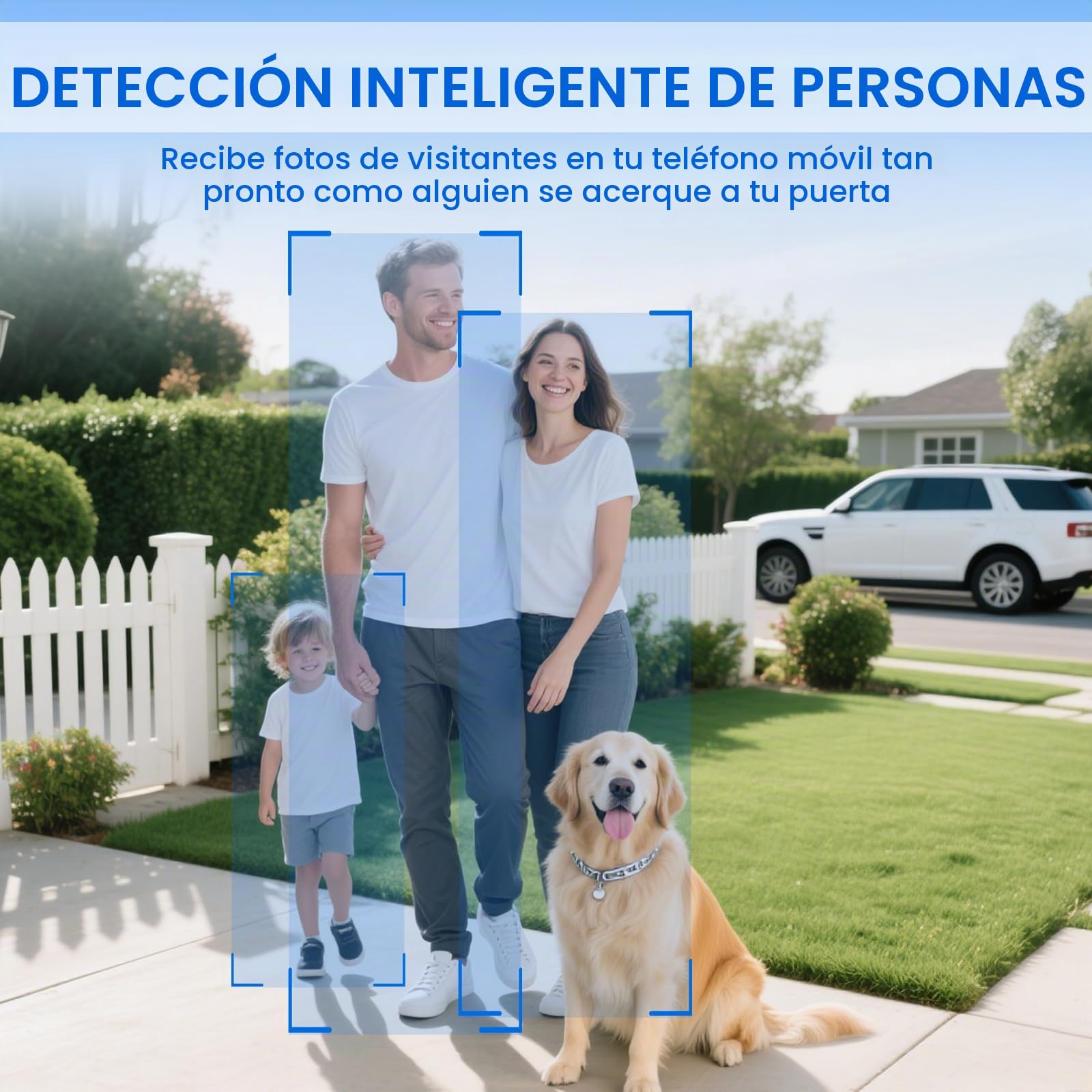 Videotimbre, Timbre Inalámbrico con 2.4GHz WiFi, 1080p HD Vídeo Timbre Puerta Inteligente con Cámara, Visión Nocturna, Audio bidireccional, Instalación Fácil por Cuenta Propia (Blanco)