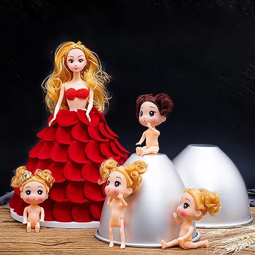 Miniatura 6 de WUWEOT 2 unidades de moldes para tartas de muñecas, 8.0in y 6.0in antiadherentes, para decoración de tartas de princesa, semicírculo de aluminio