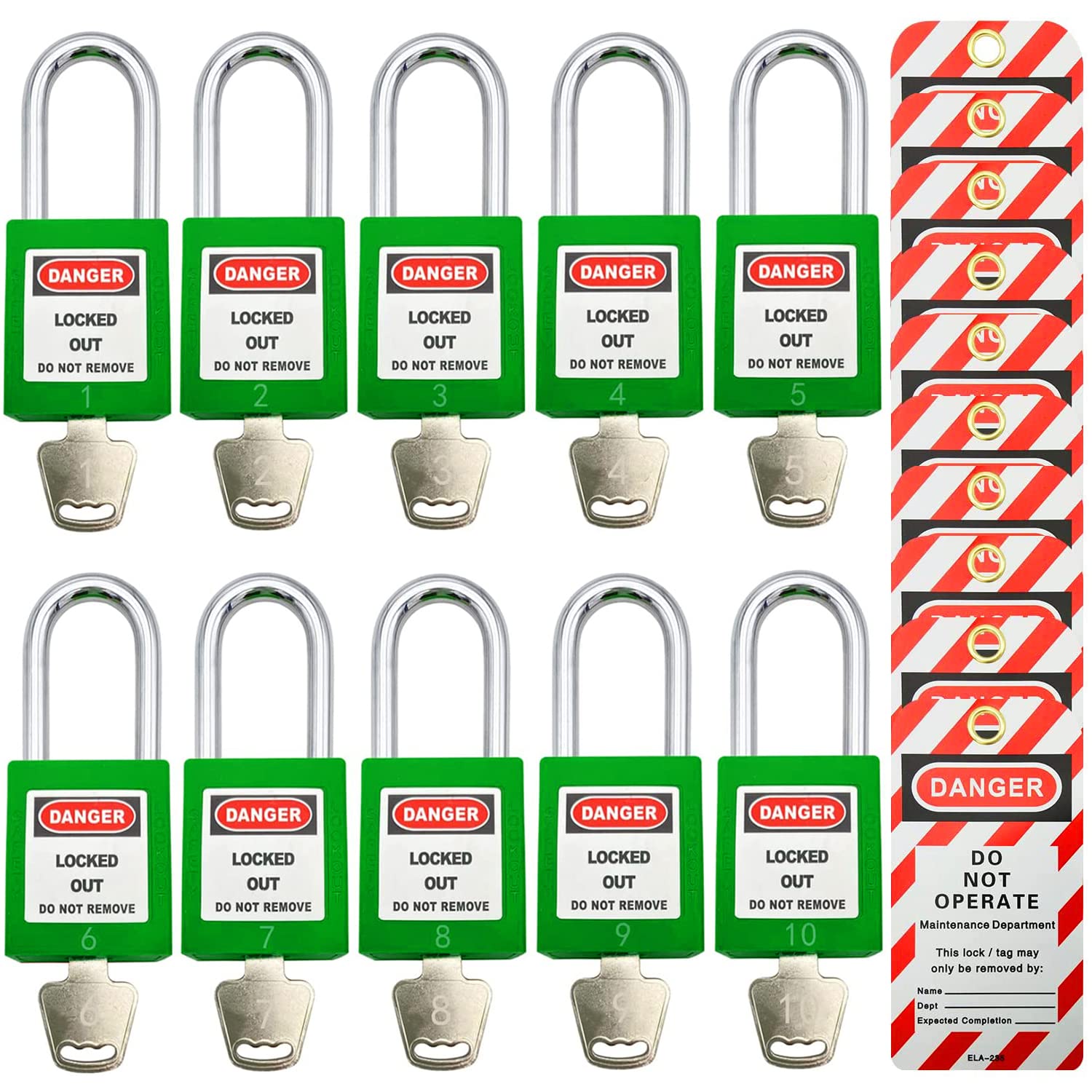 Lockout Tagout-Schlösser, Sicherheits-Vorhängeschlösser, Loto-Schlösser, unterschiedlich schließbar, Kunststoff, mit Lockout-Tagout-Tags