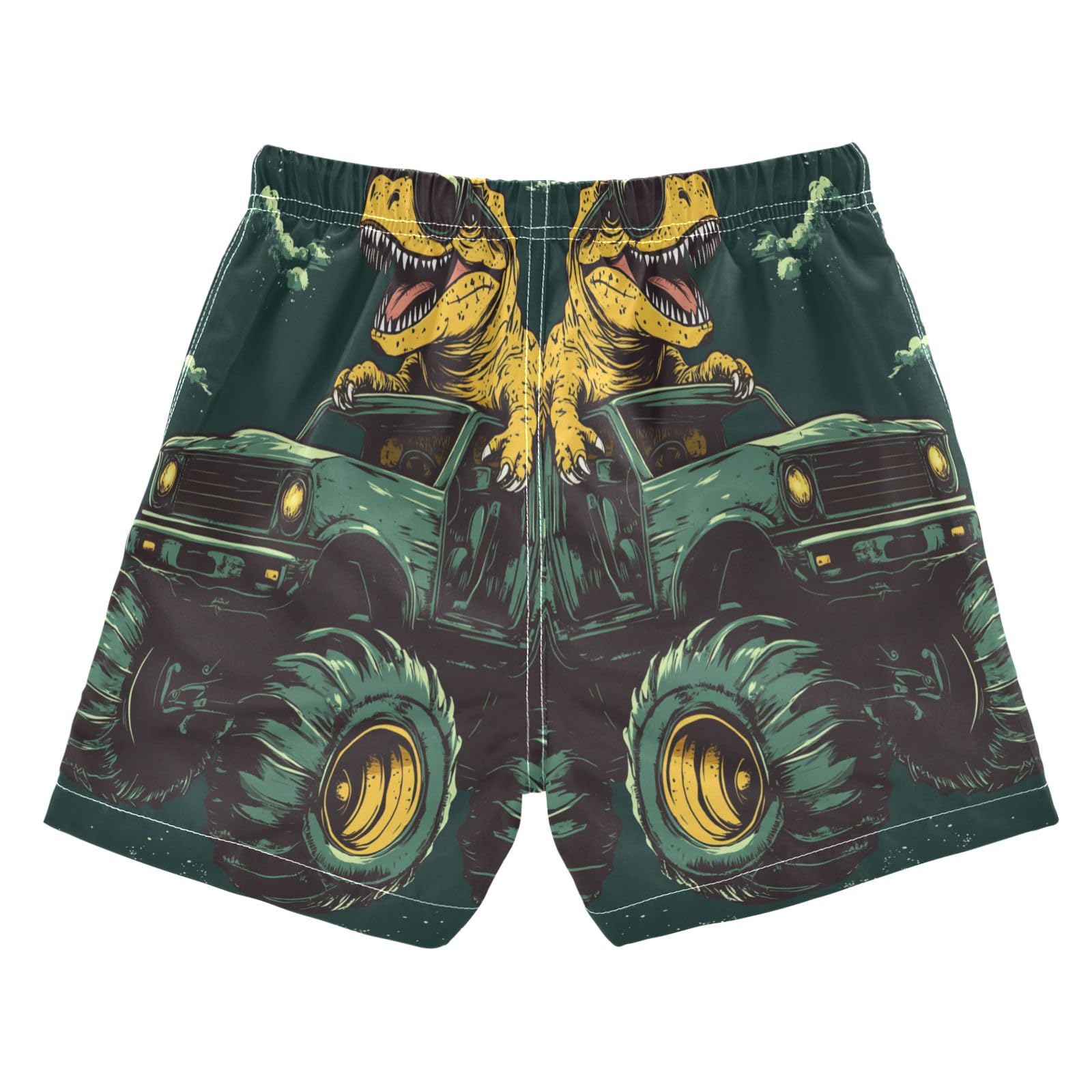 Jucciaco Boys Swim Trunk Cartoon Dinosaur Truck Car Beach Board Shorts Teen Swimwear