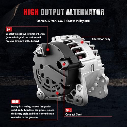 Miniatura 4 de Nuevo alternador compatible con Volkswagen1.8L 2.0L para GOLF 1999-2006 para JETTA 1999-2005 alternador de alto rendimiento 90AMP 12V reemplazar