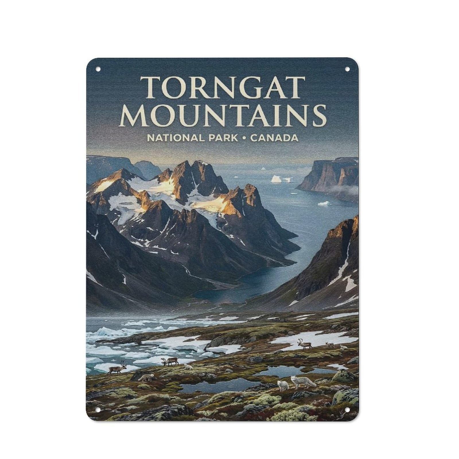 Junmoney Style-14 Friendly Cafe Metal Sign 40X30cm Featuring Torngat Mountains National Park, Canada, Cafe Wall Decor For Tea Room, Shop Wall Or Breakfast Area