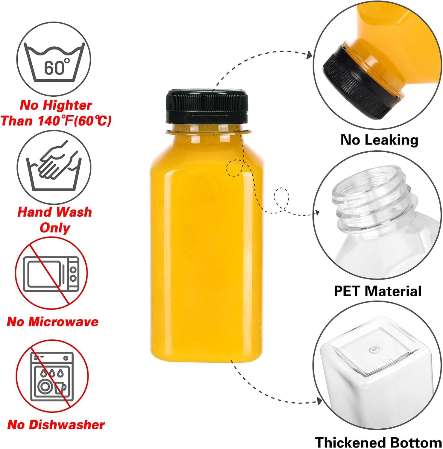 Moretoes 200pcs 8oz Plastic Juice Bottles with Caps, Clear Empty Reusable Water Bottles, Disposable Beverage Containers Bulk for Juicing Smoothies Turmeric Juice Milk and Other Beverages