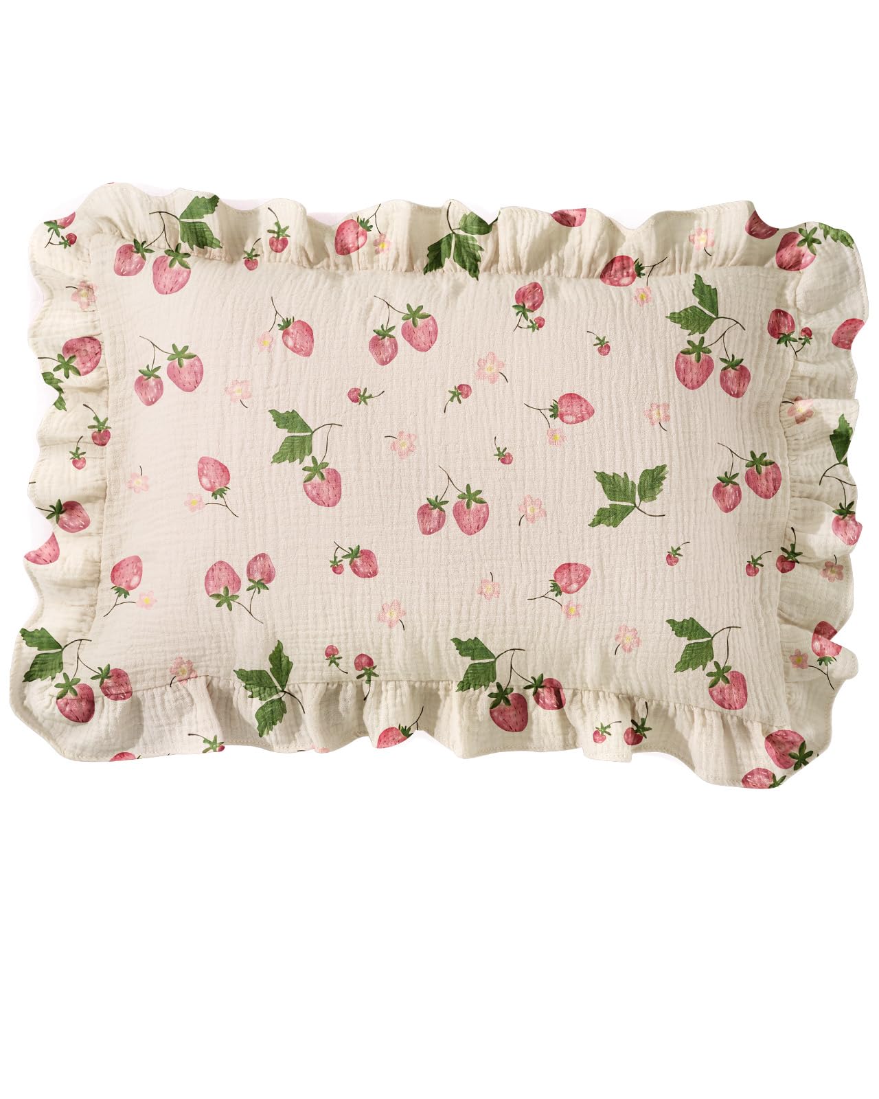 Miss Adola 1 Pack Toddler Pillowcase - 13x18 Cotton Muslin Pillow case with Ruffles Envelope Closure Design Cute