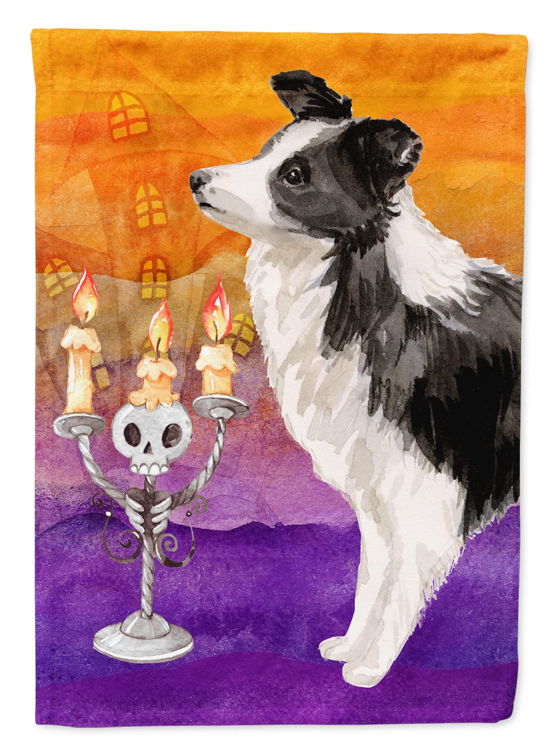 Drapeau maison Border Collie Halloween en toile canvas de qualite superieure