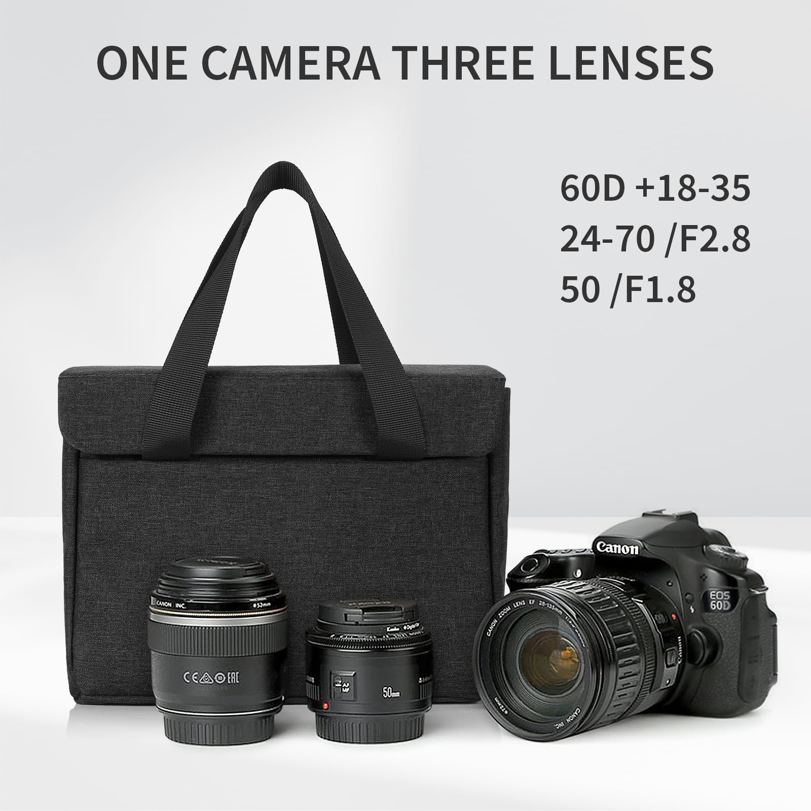 BAIGIO DSLR Custodia Macchina Fotografica Inserto Antiurto Custodia Fotocamera Reflex Borsa Macchina Fotografica Marsupio Fotografico Borsa Fotocamera per Nikon Canon Fuji Olympus Sony, Nero-Ar