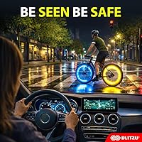 Vista 3 de BLITZU Luces de rueda de bicicleta, luz de decoración de radios de bicicleta para montar por la noche, paquete de 2 neumáticos 7 colores en 1