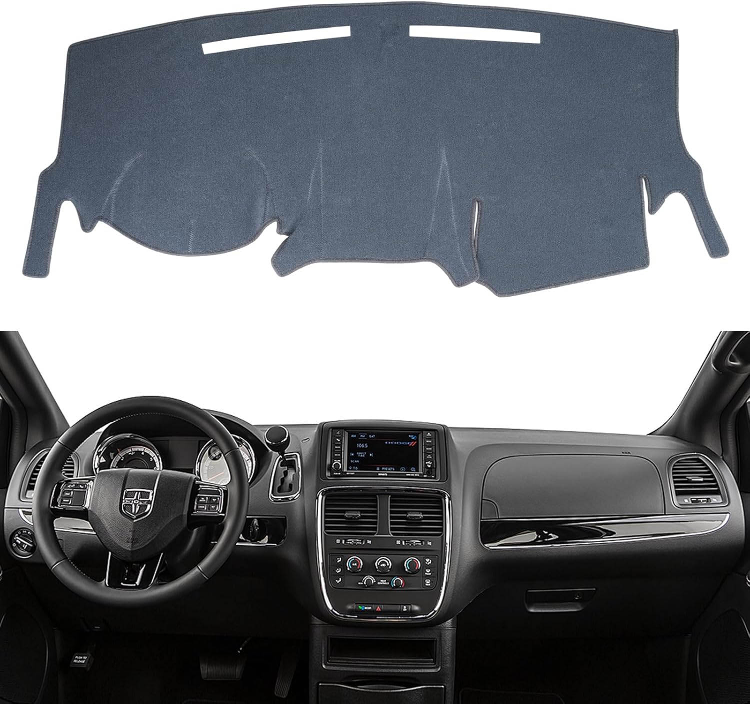 Dashboard Cover Custom Fit for 2001-2007 Dodge Caravan/Grand Caravan/Chrysler Town Country/Voyager Without Raised Display w/o Sensor,Dash Cover Mat Pad Protector (Beige)