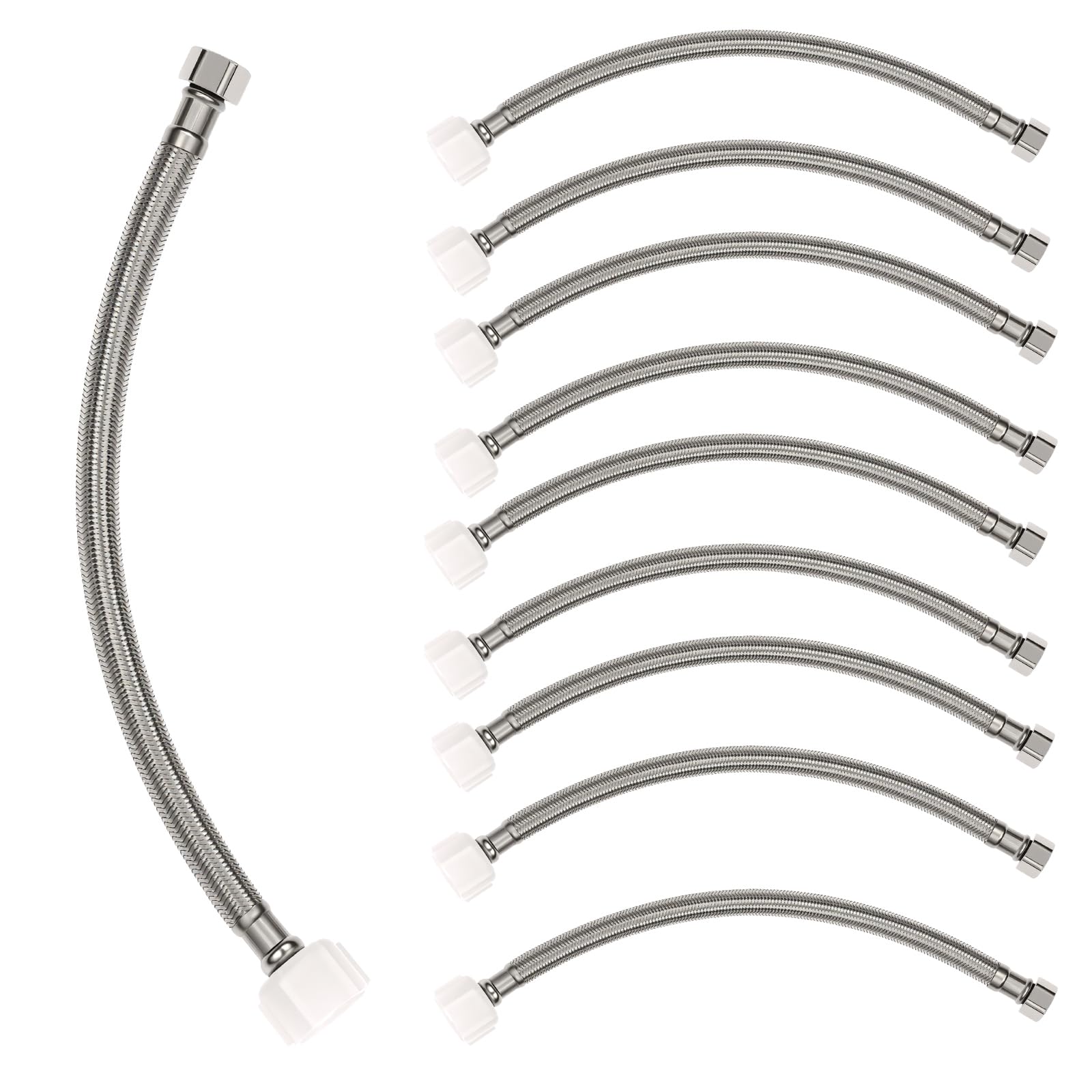 10 Pcs Toilet Hose Supply Line 11.8 Inch Braided 7/8" Ballcock x 3/8" Compression Flexible Toilet Water Hose Connector Stainless Steel Water Supply Line for Replacement