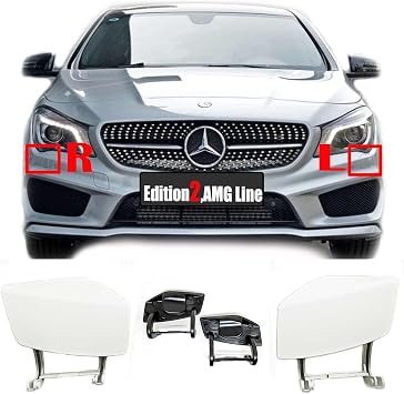 Headlight Washer Cover for 13-16 Mercedes-Benz CLA W117 AMG Line C117 Coupe Fit CLA180 CLA200 CLA220 CLA250 CLA45AMG 2013 2014 2015 2016 Headlamp Spray Nozzle