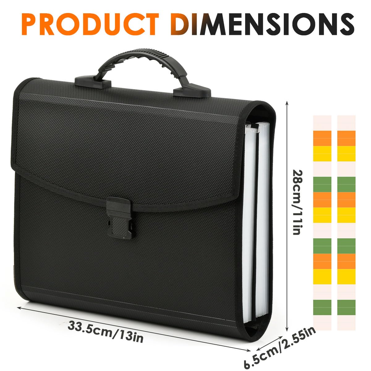 BATINO 26 Pockets Expanding File Folder, Document Folder A4 Storage Accordion File Organiser with Handle, Document Organiser A4 Expandable for School Office Home (Black) - Image 2