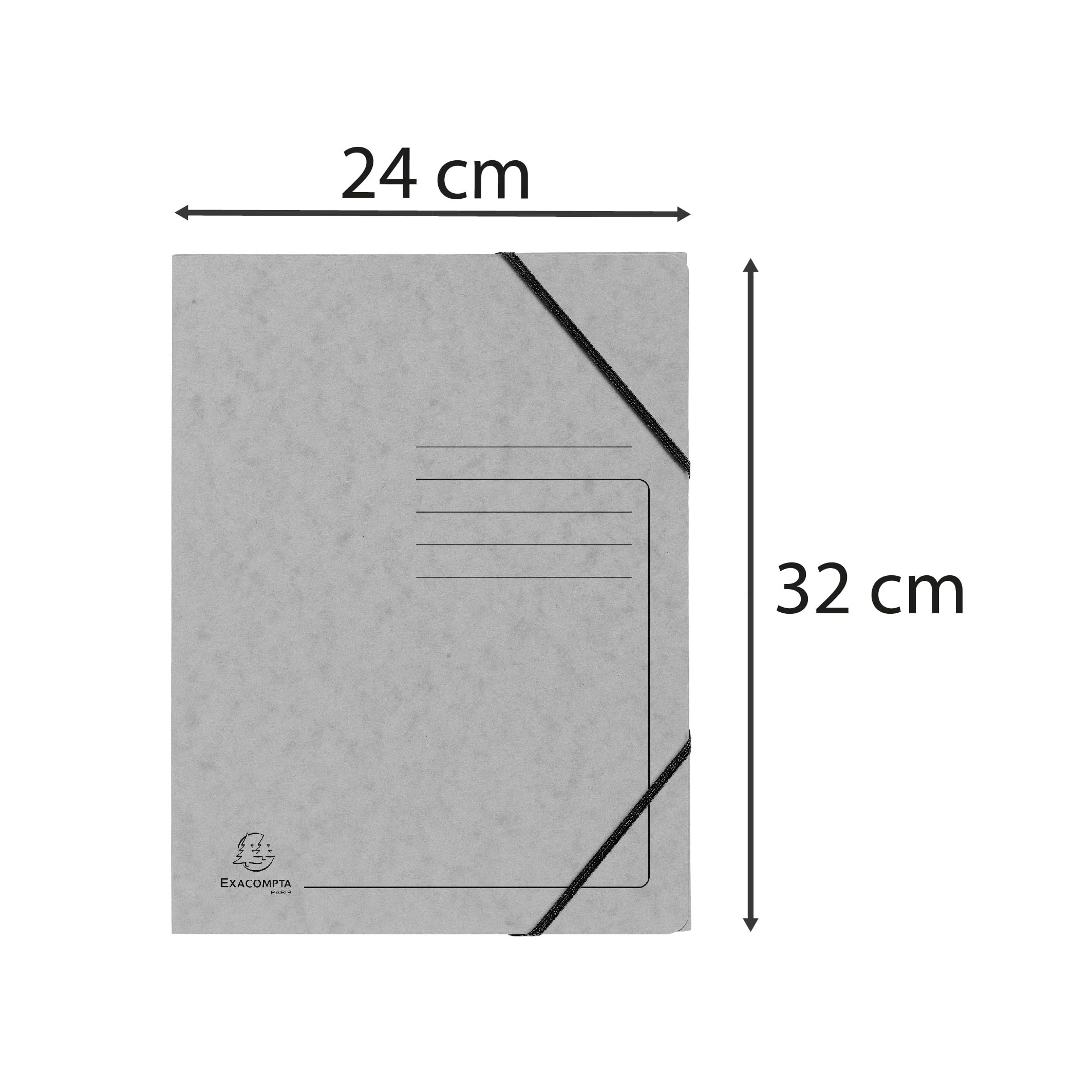 Exacompta - Ref 555471E - Box of 25 Printed Elastic folders Without Flap - 355gsm Glossy Card Pockets - Size 24 x 32 cm for A4 documents - Colour Grey - Image 2