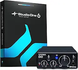 PreSonus AudioBox GO | Interface de áudio USB-C para produção musical com o software de gravação Studio One DAW, tutoriais de música, amostras de som e instrumentos virtuais