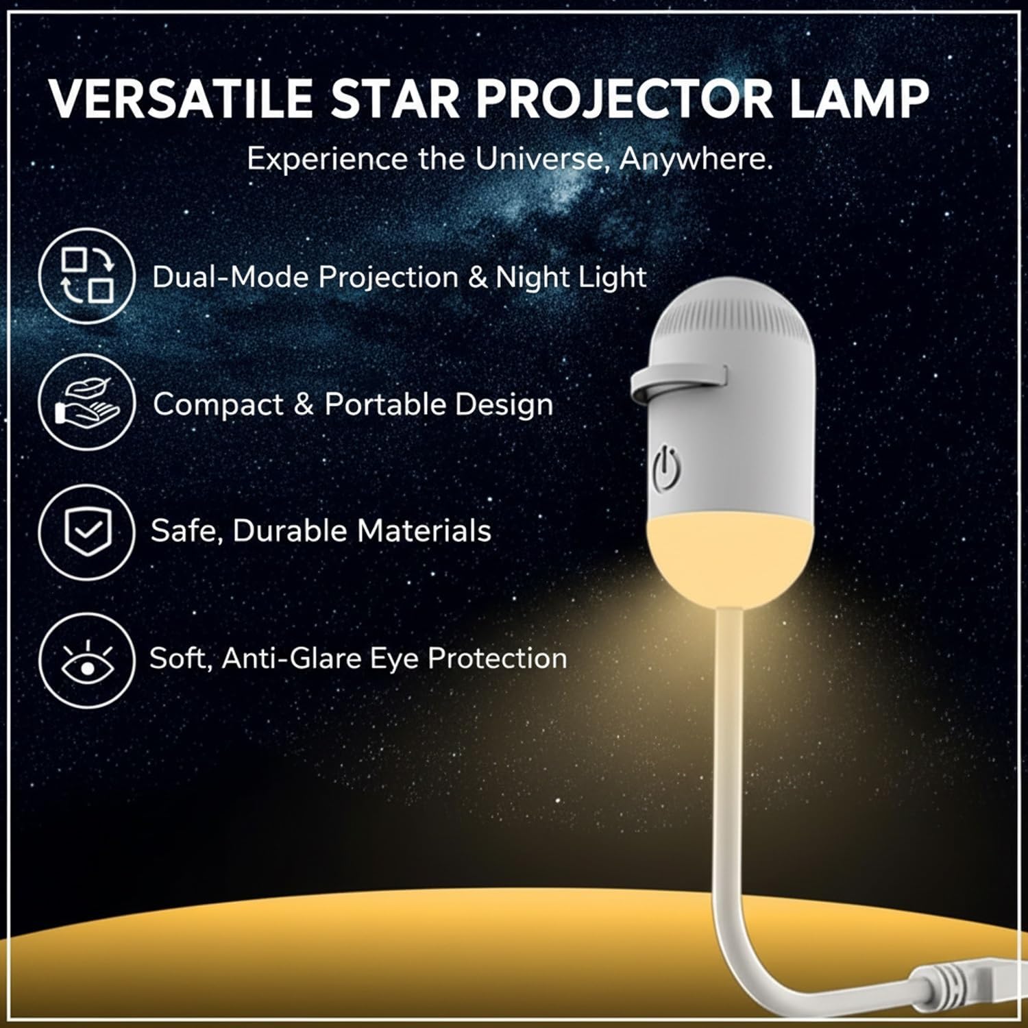 USB Starry Night Light, 2-in-1 USB Galaxy Projector 360° Rotating Starrys Sky Portable LED Lamp with Adjustable Brightness, HD 3D Milky Way Mood Lighting for Bedroom Car Mini Dreamy Ceiling Decor