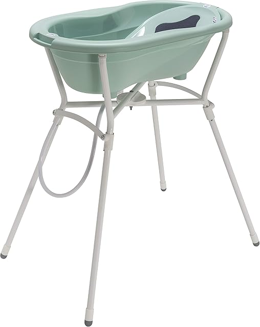 Rotho Babydesign Complete Bath Set with Bathtub and Folding Stand, 0-12 Months, Max 25kg, Top, Swedish Green, Art. No. 21060026601 (Pack of 1)