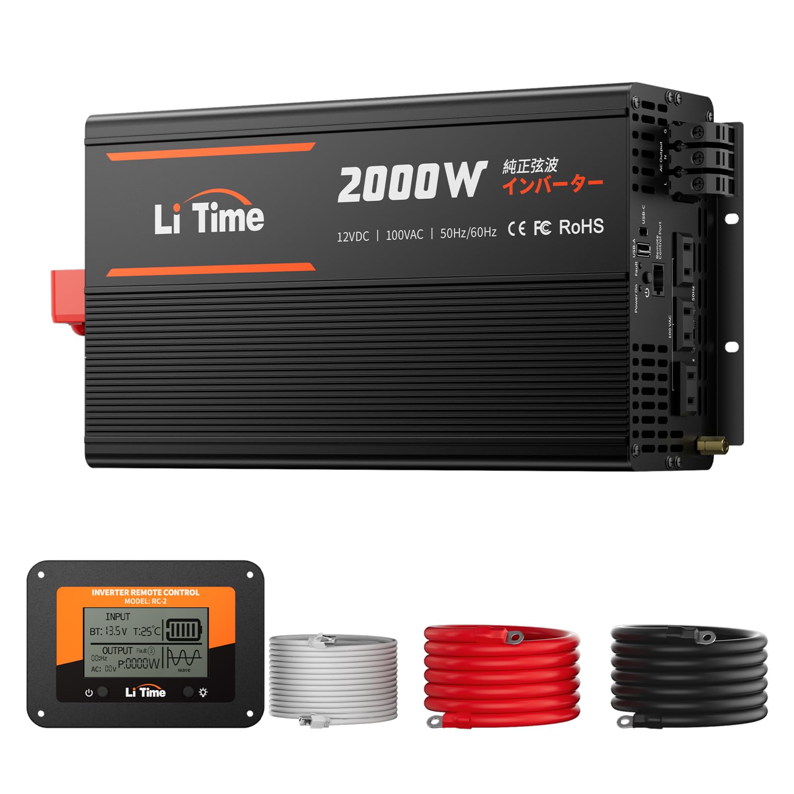 Amazon.co.jp: LiTime 12V 2000W 純正弦波インバーター 4000W瞬間出力