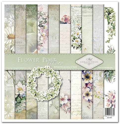 ITD Collection - Scrapbooking-Paket 12x12 inches, Scrapbooking Papier, Dekorpapier, Decoupage, Kartenherstellung, Papiergröße - 310 x 320 mm (Flower Post - White, SLS047) Cover
