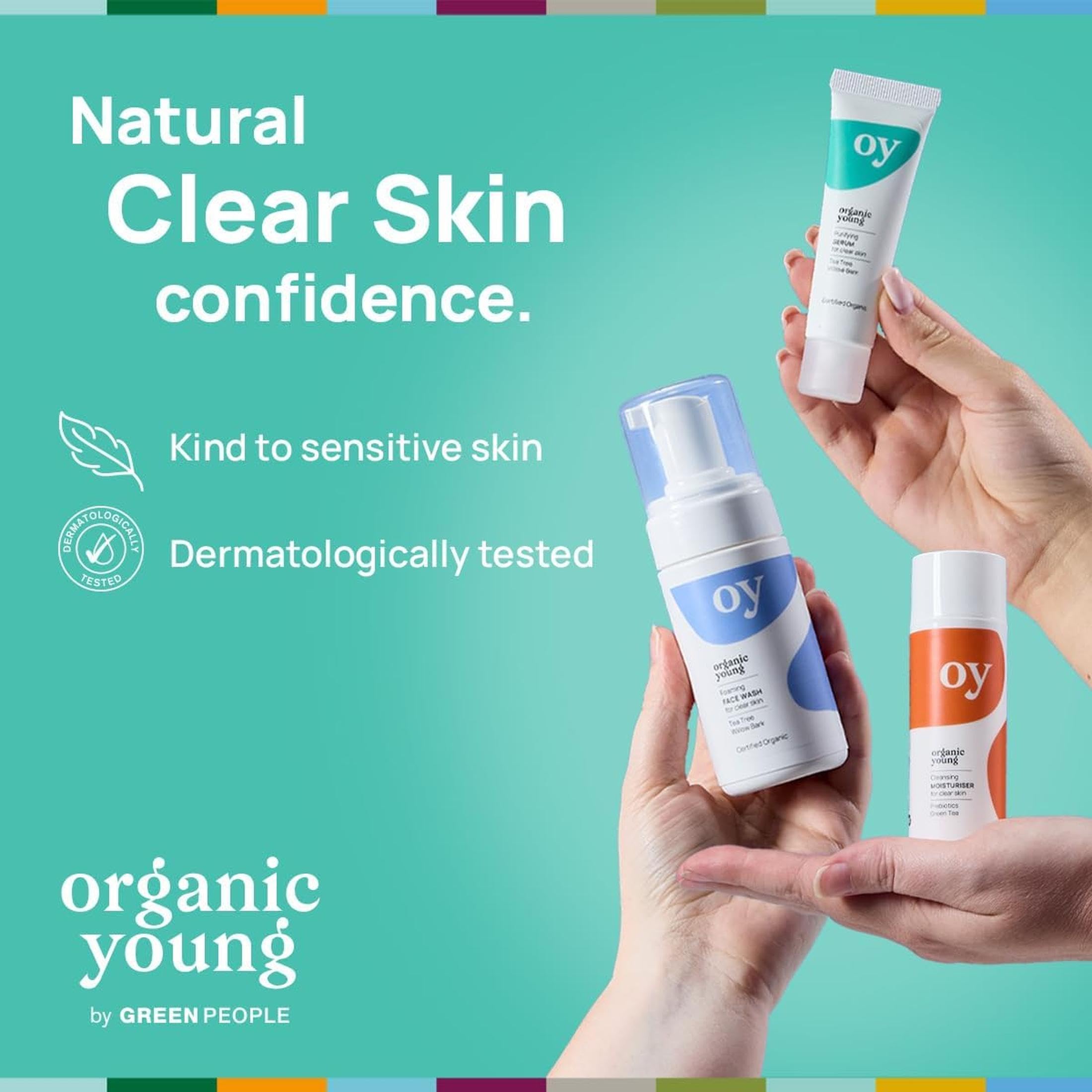 Green People Teenager Pflegeset mit Reinigungsschaum | Gesichtsreiniger, Serum und Feuchtigkeitscreme für Pickel und Unreinheiten, Wichtige Anti-Unreinheiten-Wirkstoffe, Vegan