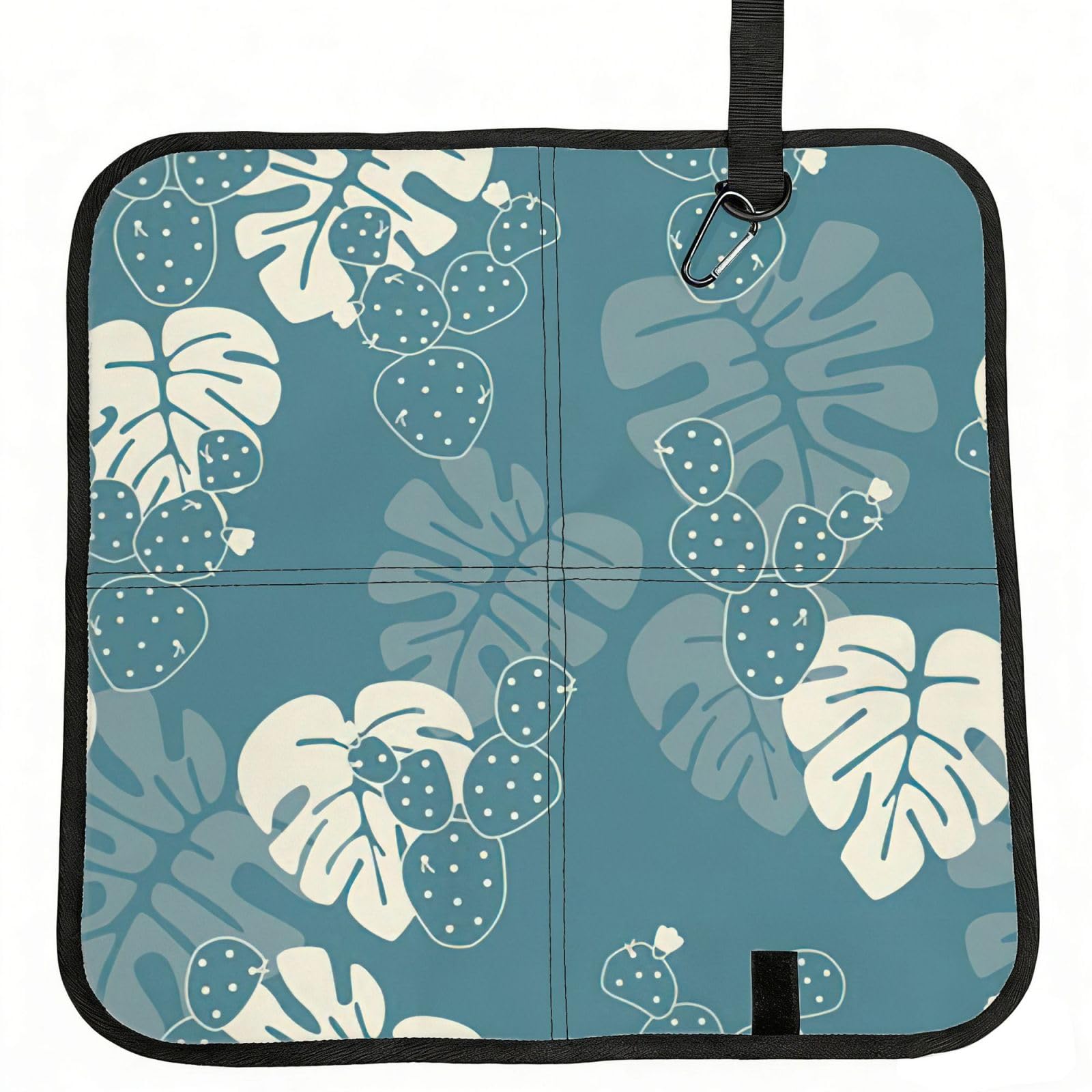 SDEGTHO Luxury Cute Leaves Printed Foldable Seat Pad with Closure, Lightweight Cushion for Airplane Travel Camping