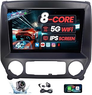 Car Stereo Radio for Chevy Silverado GMC Sierra 2014-2018, 5G WiFi 8 Core IPS IPS Touch Screen with Wireless Carplay Android Auto, 48-EQ Bluetooth WiFi Mirror Link SWC Backup Camera