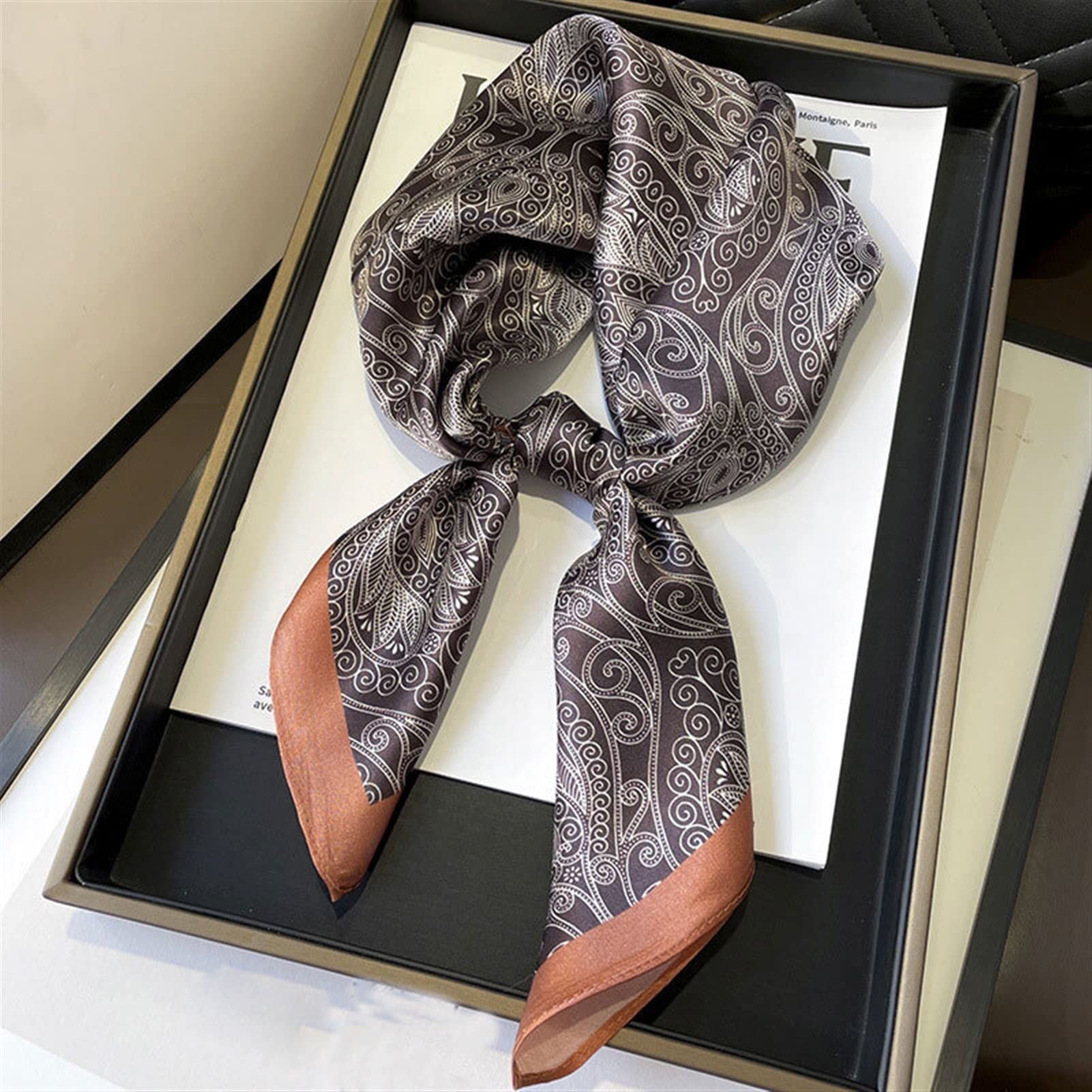 Pañuelos Mujer Natural Seda Bufanda Chal Envoltura Mujeres Damas Moda Bufandas Regalos Cuello Foulard Bandana Cuadrado Diadema Hijab Bufandas de Moda (Color : 1, Size : 68x68cm)