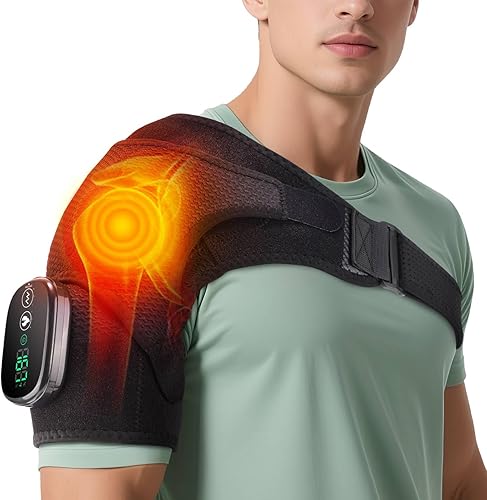 Almohadilla térmica de hombro inalámbrica, almohadilla térmica para hombros con masaje, soporte térmico izquierdo y derecho, regalo de cumpleaños