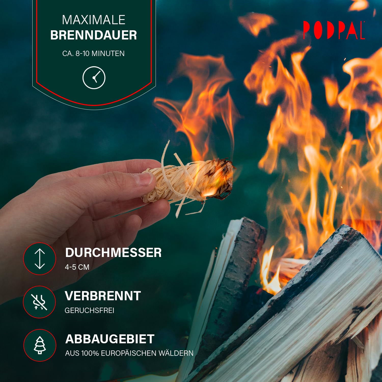 200 Stück Herbst-Anzündwolle – 100% Holzwolle & Wachs, umweltfreundlich, geruchlos – Schnellzündende Anzündhilfen für Kamin, Ofen, Grill & Lagerfeuer