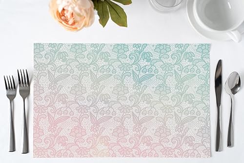 Miniatura 2 de DB Party Studio - Juego de 25 manteles individuales de papel desechables, diseño de encaje rosa y azul, para bebé, boda, recepción, eventos, fiestas