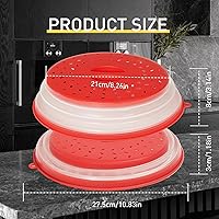 Vista 2 de Paquete de 2 cubiertas plegables para salpicaduras de microondas, tapa de microondas ventilada con agujero de gancho, protector de salpicaduras