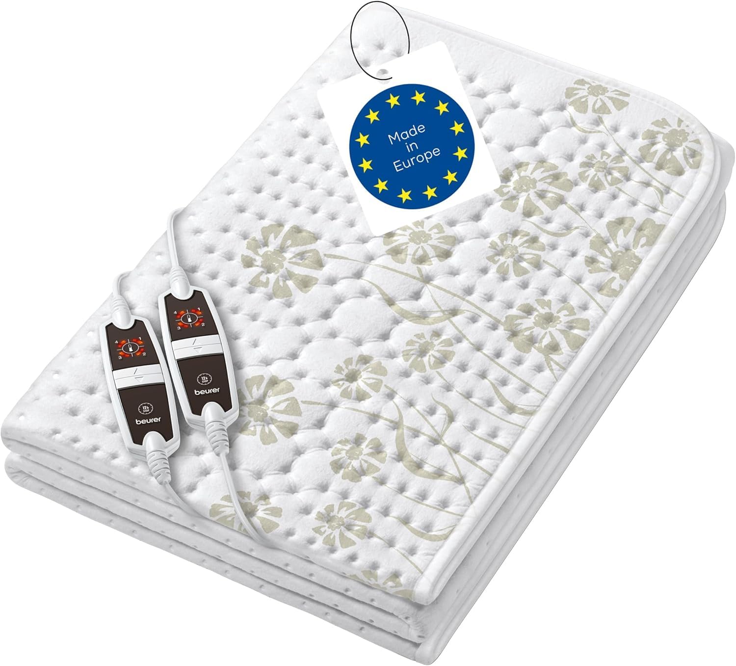 Beurer UB 68 XXL, Coprimaterasso Termico Doppio, Scaldaletto Matrimoniale Per 2 Persone, con 2 Interruttori e 4 livelli di Temperatura ciascuno, 150 X 160 Cm, Bianco, lavabile a 30°C