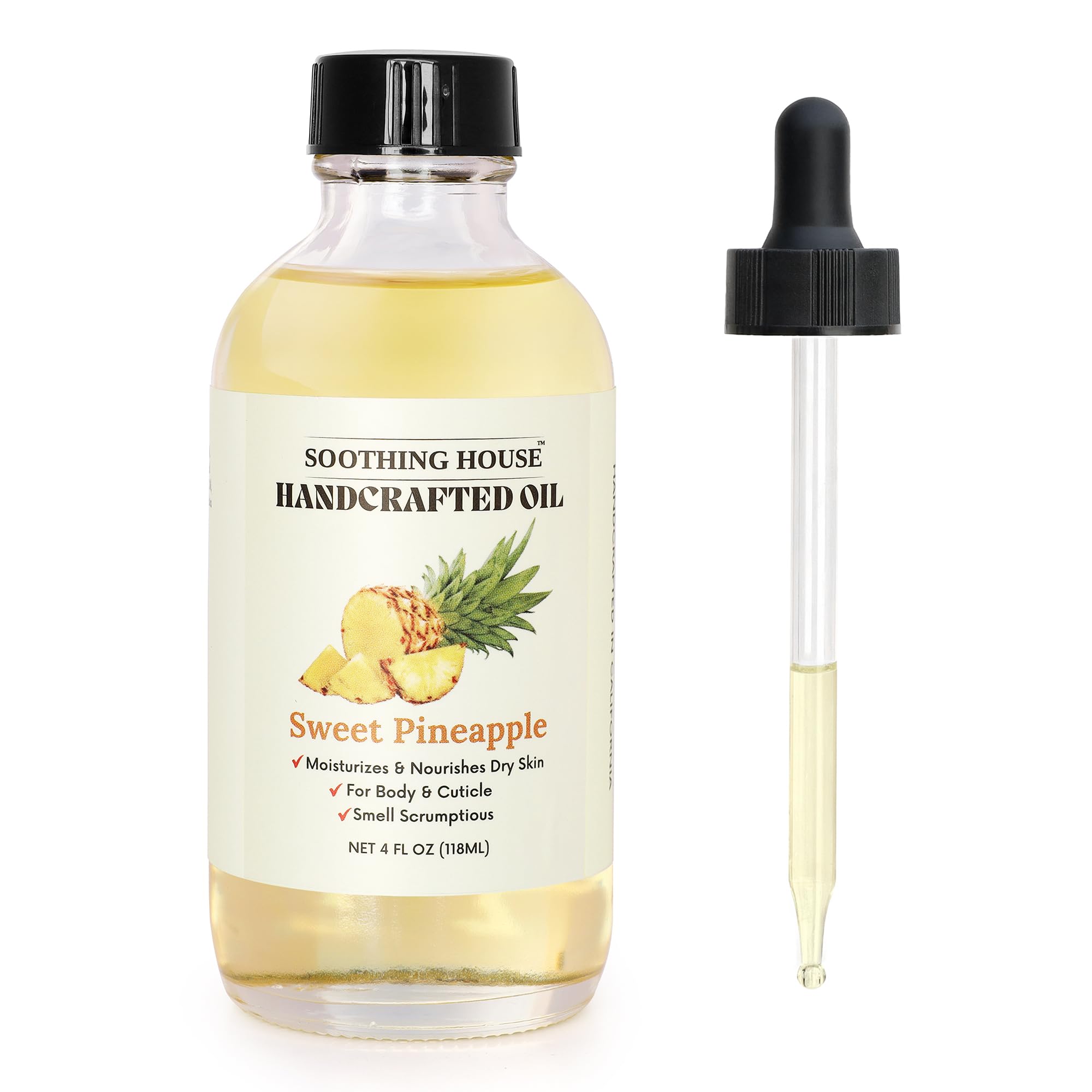 Soothing House Sweet Pineapple Body Oil - Moisturizing Body Oil for Soft, Glowing Skin with Almond & Jojoba Oil (4 fl oz)