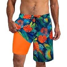 XiaoMoSha Mens Swim Trunks 9 Inch Board Shorts with Compression Liner Swimsuits Quick Dry Bathing Suit Pockets Swimwear S-2XL