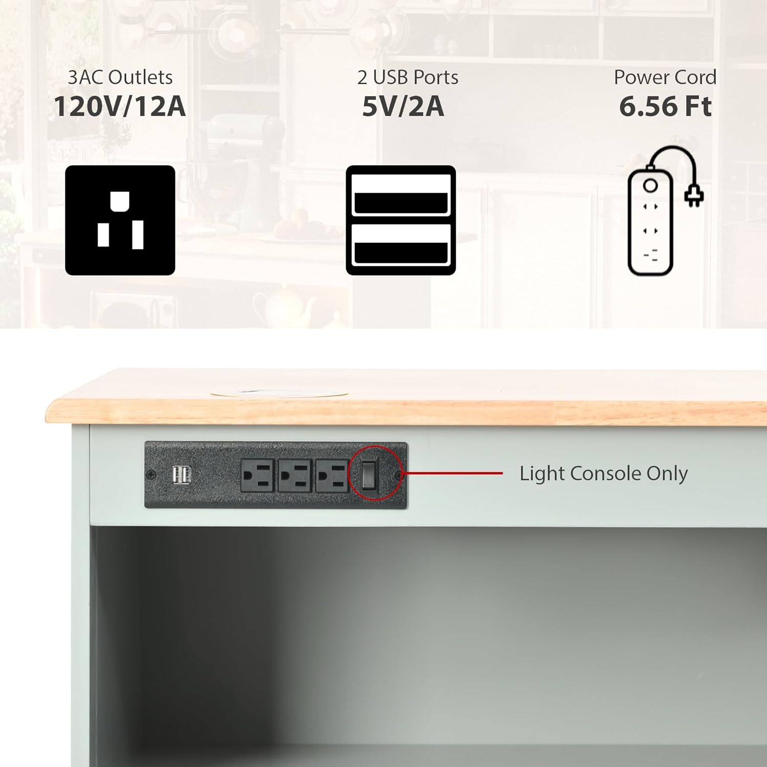 Kitchen Island Cart, Kitchen Cart On Wheels with Drop Leaf, 2 Sliding Glass Doors, 2 Cabinet, 1 Open Shelf Rolling Mobile Cart with LED Light and Power Outlets for Dining Room Grey+Blue