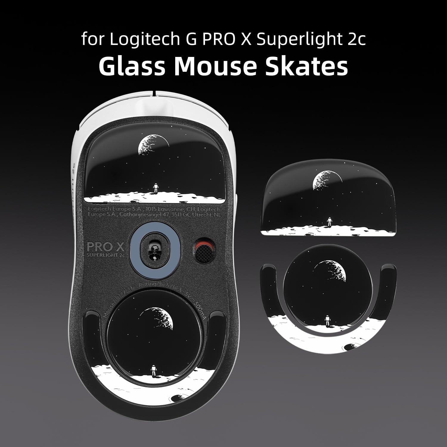 Glass Mouse Skates for Logitech G PRO X Superlight 2c Mouse Feet Pads Smooth Durable Slim 2.5D Curved Edge Game Mice Feet Replacement Accessories(Earth Pattern)