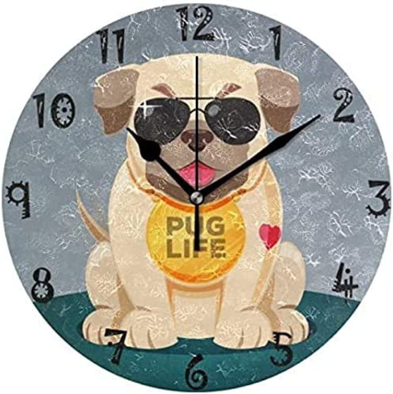 Orologio Da Parete Moderno 22,5 Cm Con Design Carlino - Silenzioso, Senza Ticchettio, In MDF Per Camera Da Letto O Soggiorno