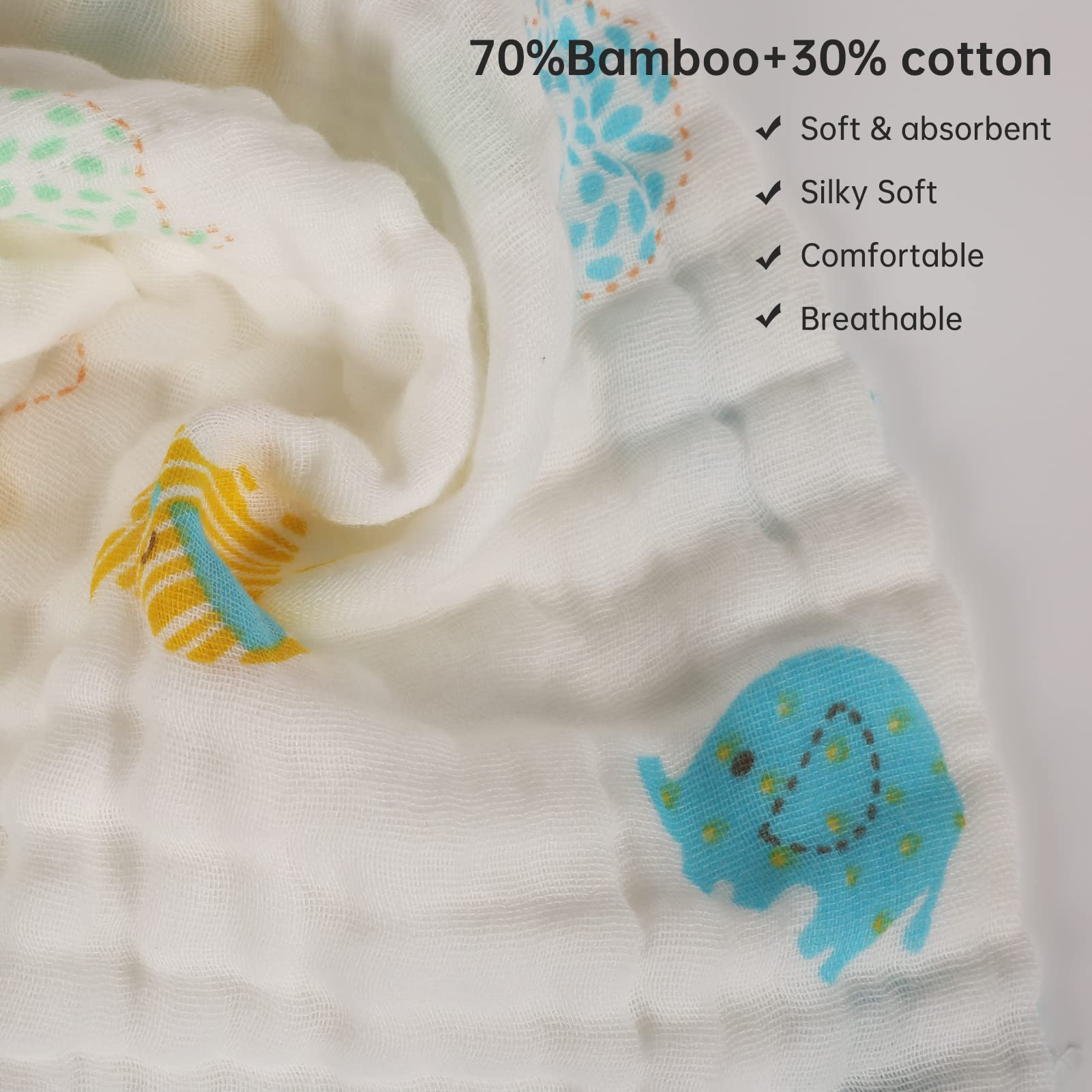 Softan - Toallas de muselina para bebé, 100 % algodón, 6 capas, toalla de baño súper absorbente o paños para eructos para bebé, gran regalo para recién nacido, 10 x 20 pulgadas, paquete de 4, zorro y