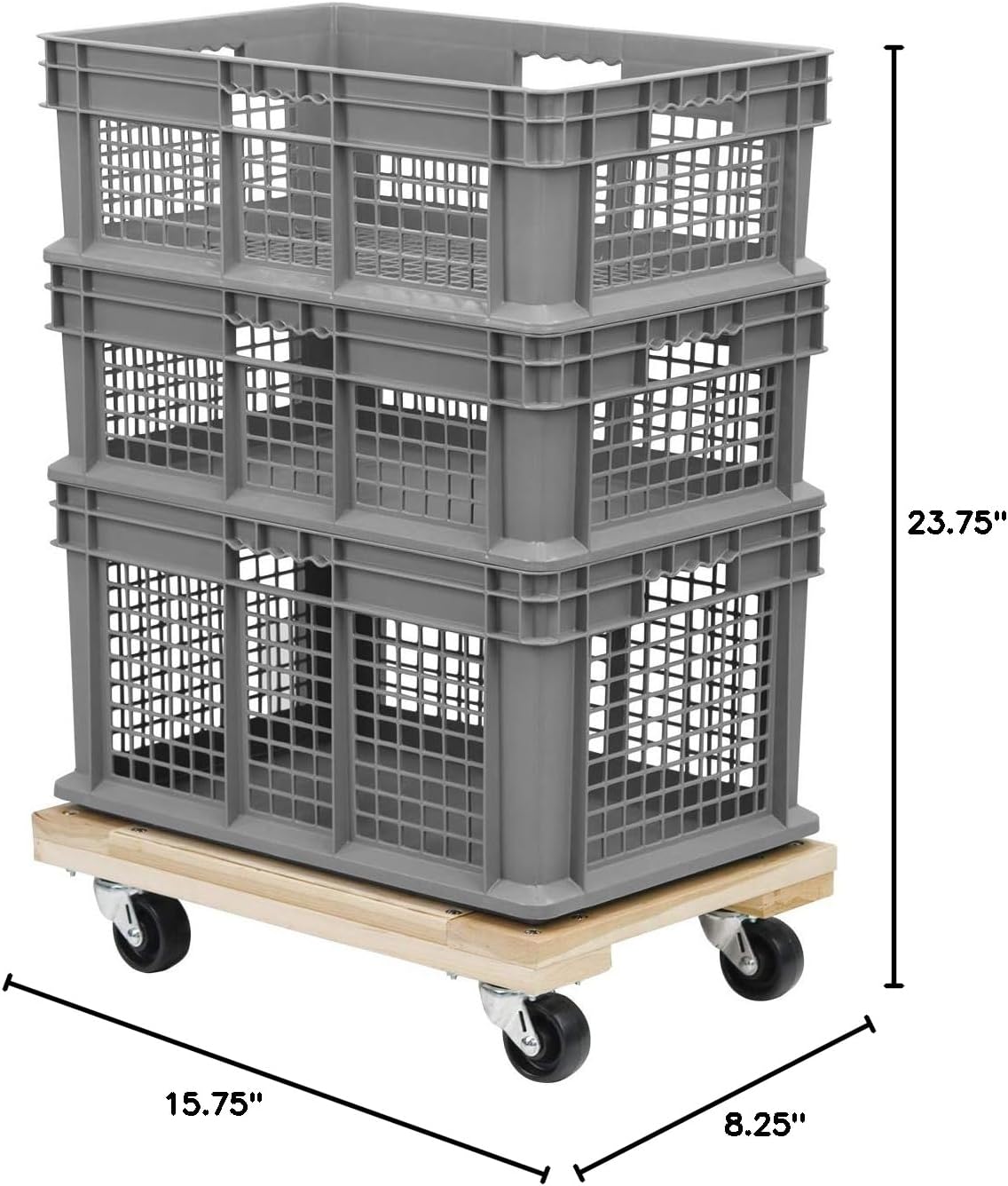 Akro-Mils 37608 Plastic Straight Wall Container Tote with Mesh Sides and Mesh Base, (24-Inch x 16-Inch x 8-Inch), Gray, (4-Pack)