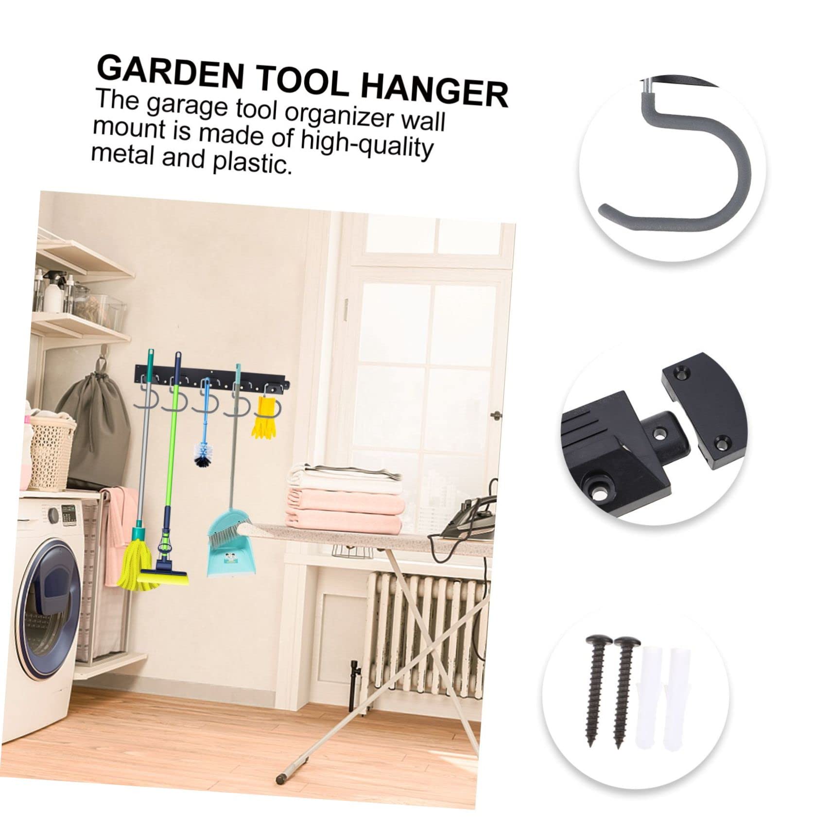 Holibanna 1 Set Set di ganci di archiviazione degli strumenti supporto da parete per riporre le scope chiave forbice wall organizer ganci per scopa da garage porta scopa da parete Metallo