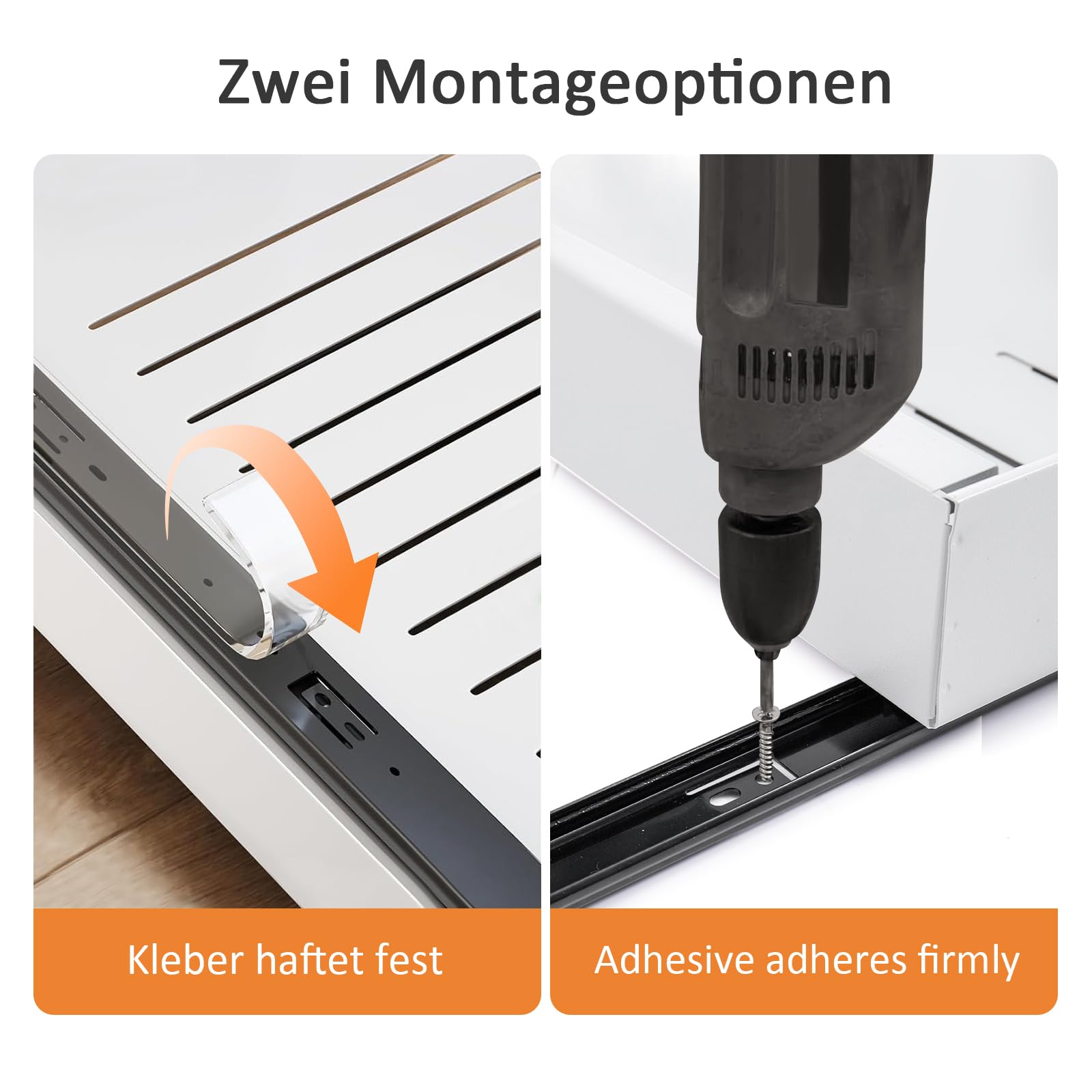 Trintion Teleskopschublade, Erweiterbar Ausziehbare Schubladen-Aufbewahrungsregale Verstellbare Breite (32-53cm) für mit Klebefolie,für Küche und Badezimmer Küchenschränke (Weiß)