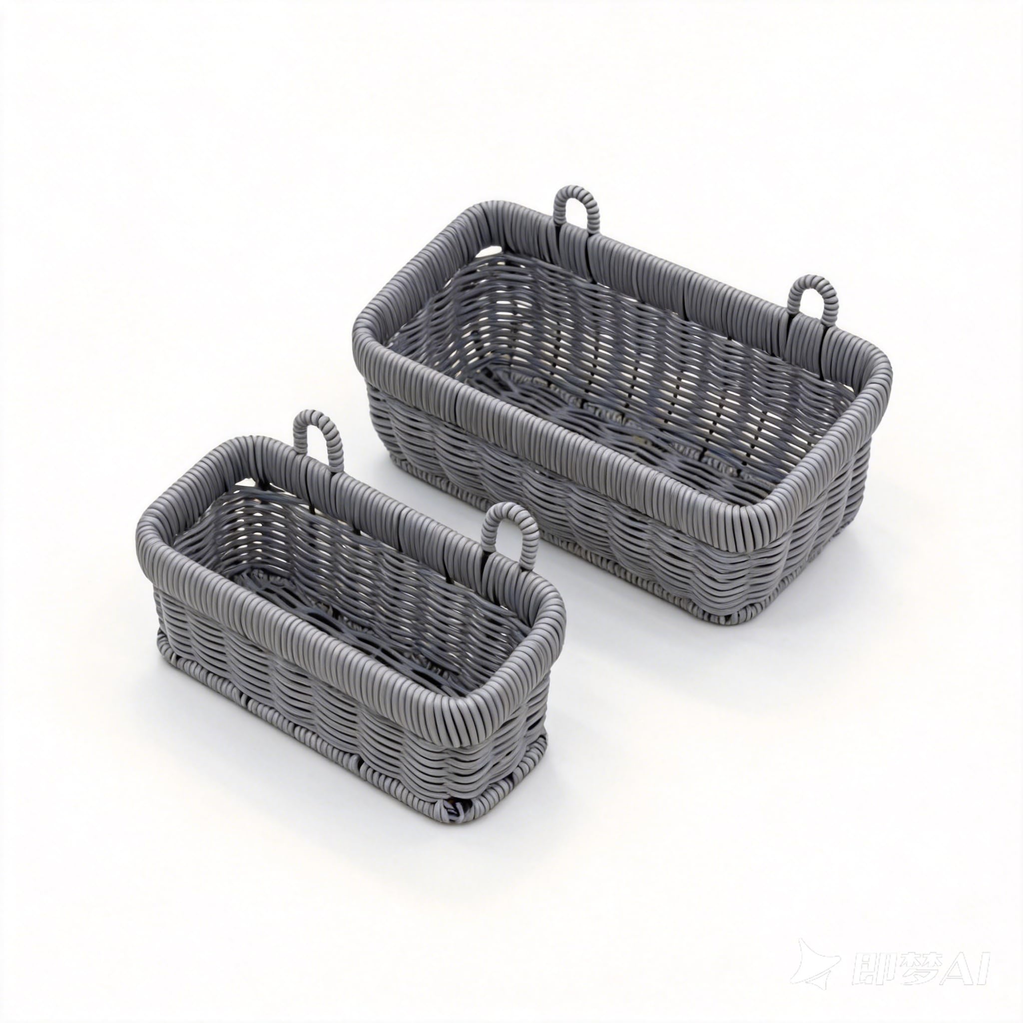 Hanging Wall Baskets,Woven Storage Basket, Wicker Wall Mounted Storage Baksets for Kitchen Bathroom Living Room Porch, for Wall Door Organizing/Decor (Grey, S/M)