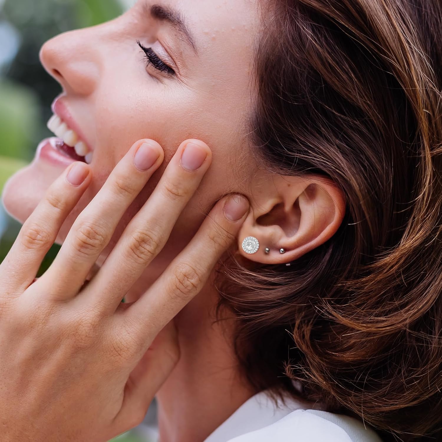 5Pairs Cubic Zirconia Earrings Studs Simulated Diamond Halo Stud Earrings Anti-Sensitive Cz Earring for Women Men - Image 3