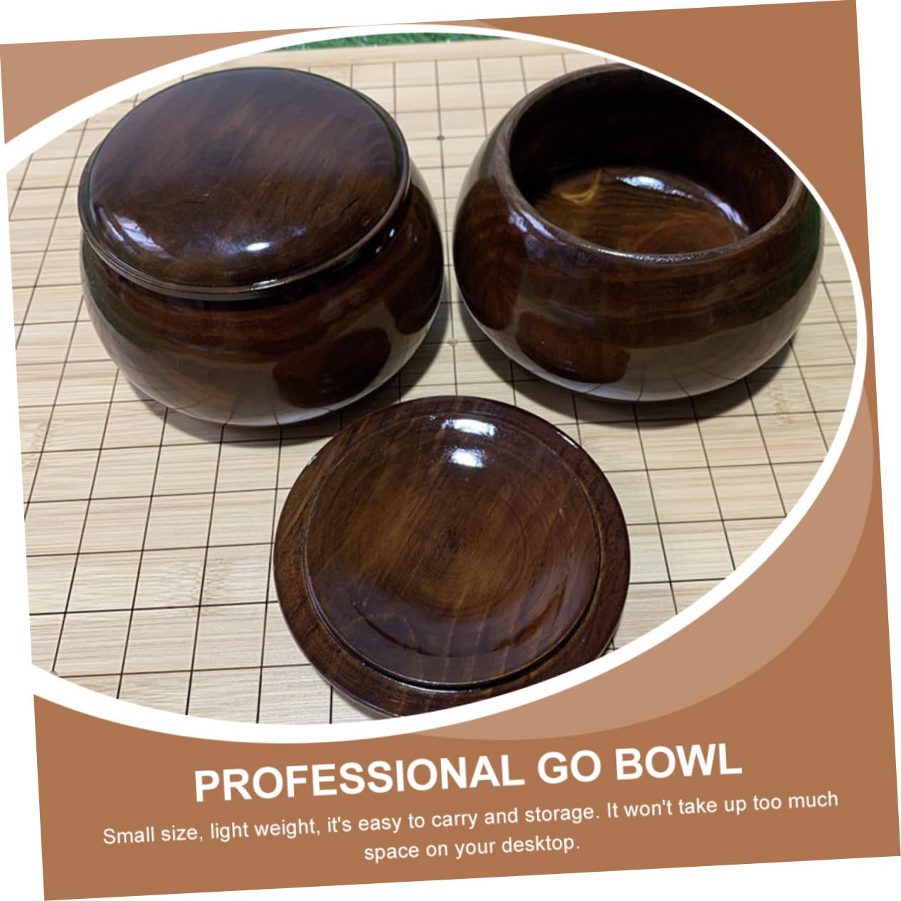 Hemobllo Bol en Bois Massif Grand Conteneur Léger Couvercle pour Jeu de Go et Échecs Rangement Pratique pour 180 Pièces, pour Bureau ou Salle de Formation