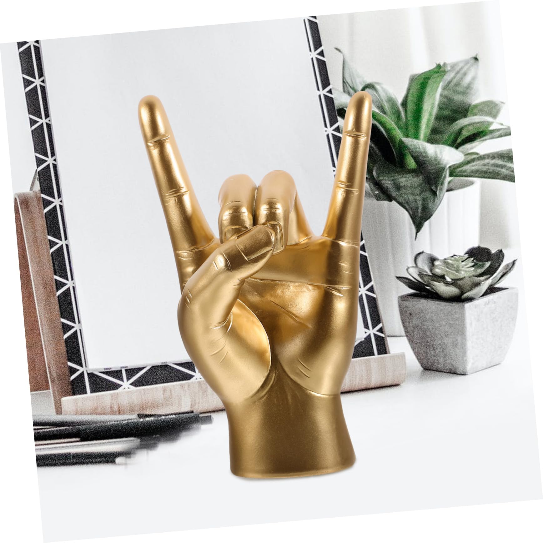 ZXQUEGF Gesto di Musica Rock Modello Decor Statua Artigianato Casa Ornamento di Gesto Rock Scultura in Stile Nordico Ornamento per Scultura di Dito Scultura di Gesto di Roccia a Mano Scultura per Uso
