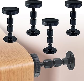 Adjustable Threaded Bed Frame Anti-Shake Tool, 4PCs Headboard Stoppers, Black Bedside Anti Shake Tool for Beds Cabinets Sofas, 26-80mm
